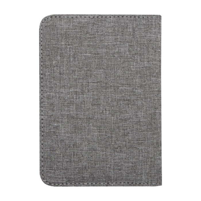 Porta pasaportes RFID de poliéster reciclado con bolsillos especiales color gris jaspeado segunda vista trasera Porta pasaportes RFID de poliéster reciclado con bolsillos especiales color gris jaspeado segunda vista trasera