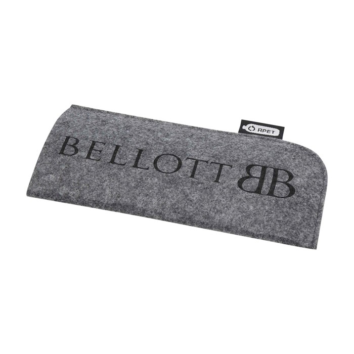 Estuche para gafas de fieltro reciclado de alta calidad y suave color gris oscuro vista impresión serigrafía