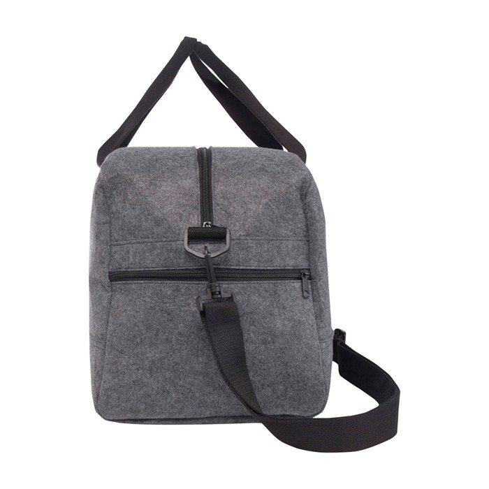 Bolsa multiusos de fieltro reciclado de calidad con correas color gris oscuro vista lateral Bolsa multiusos de fieltro reciclado de calidad con correas color gris oscuro vista lateral