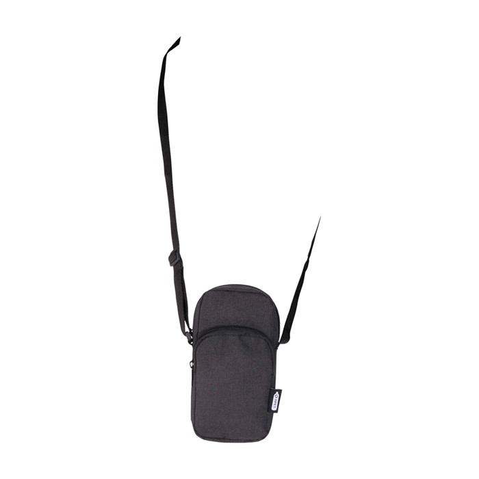 Funda para móvil de poliéster reciclado con correas ajustables color gris oscuro tercera vista Funda para móvil de poliéster reciclado con correas ajustables color gris oscuro tercera vista