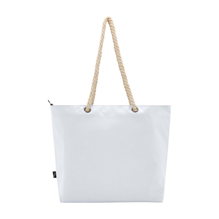 Bolsa de playa de poliéster reciclado con asas de cordón 23L color blanco segunda vista trasera