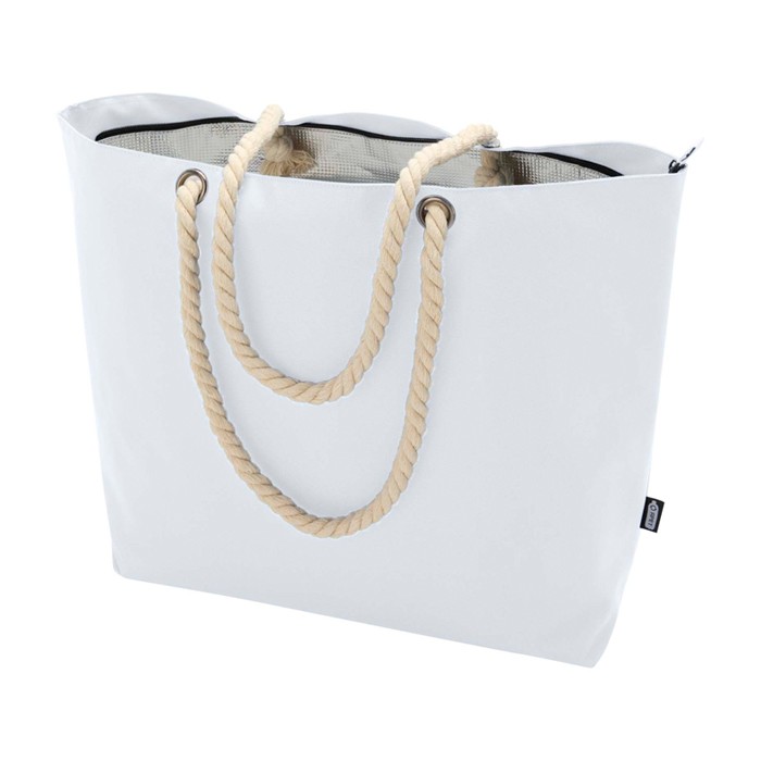 Bolsa de playa de poliéster reciclado con asas de cordón 23L color blanco segunda vista