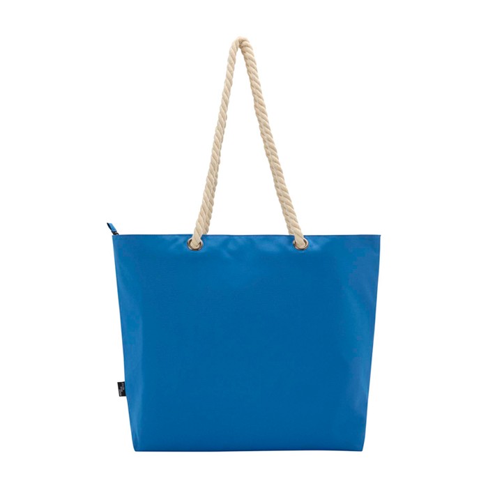 Bolsa de playa de poliéster reciclado con asas de cordón 23L color azul real segunda vista trasera