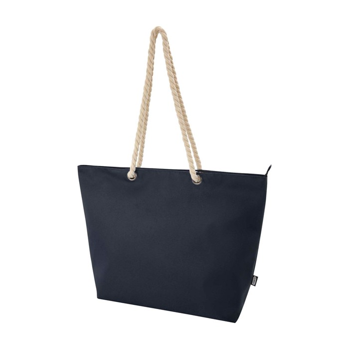 Bolsa de playa de poliéster reciclado con asas de cordón 23L color azul marino