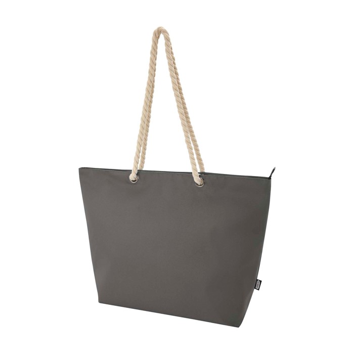 Bolsa de playa de poliéster reciclado con asas de cordón 23L color gris