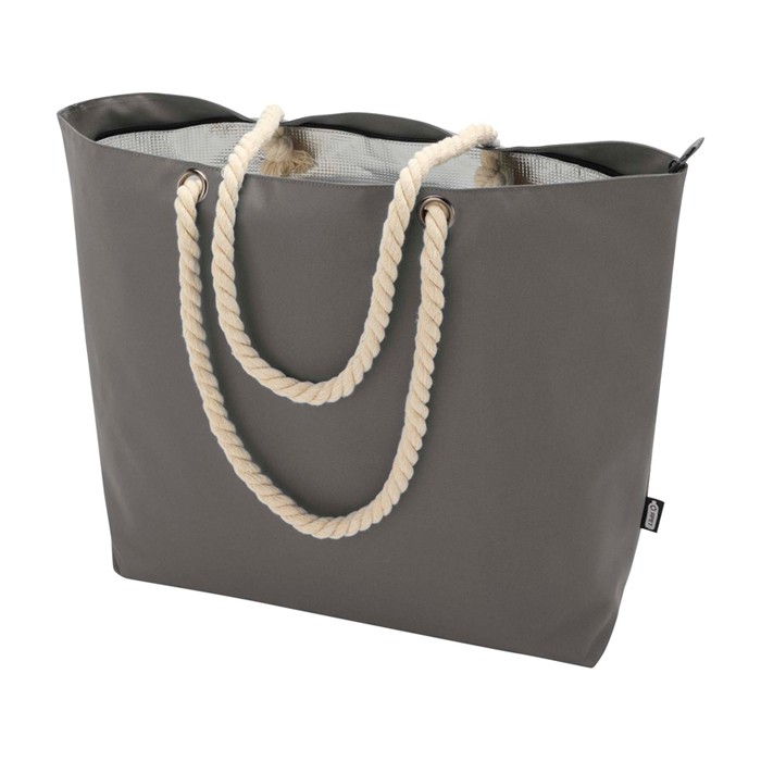 Bolsa de playa de poliéster reciclado con asas de cordón 23L color gris segunda vista