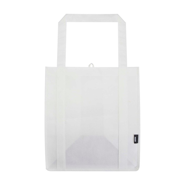 Bolsa multiusos de poliéster reciclado con base de apoyo 29L color blanco segunda vista frontal