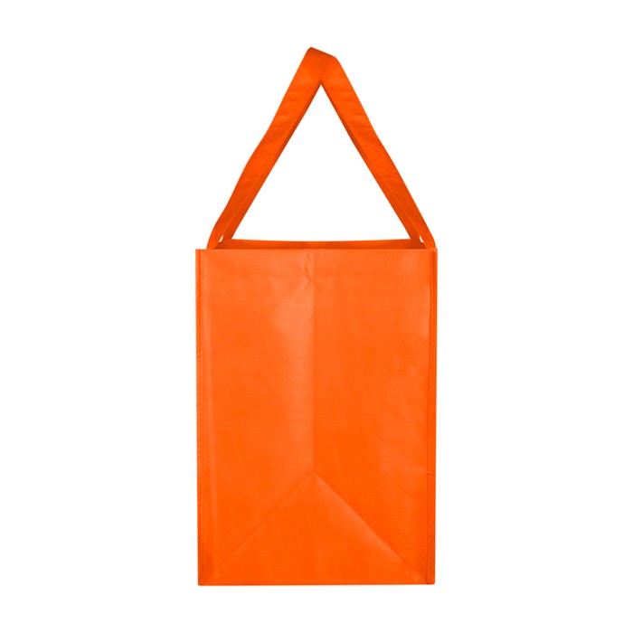 Bolsa multiusos de poliéster reciclado con base de apoyo 29L color naranja vista lateral
