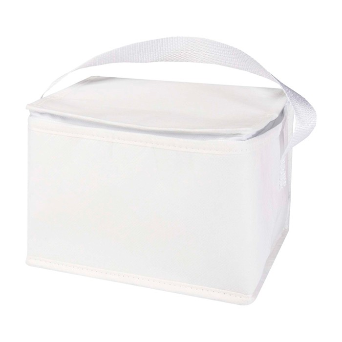 Bolsa térmica de non-woven reciclado para 6 latas y capacidad 4L color blanco segunda vista Bolsa térmica de non-woven reciclado para 6 latas y capacidad 4L color blanco segunda vista