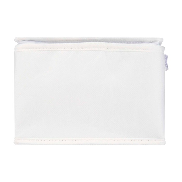 Bolsa térmica de non-woven reciclado para 6 latas y capacidad 4L color blanco segunda vista frontal Bolsa térmica de non-woven reciclado para 6 latas y capacidad 4L color blanco segunda vista frontal
