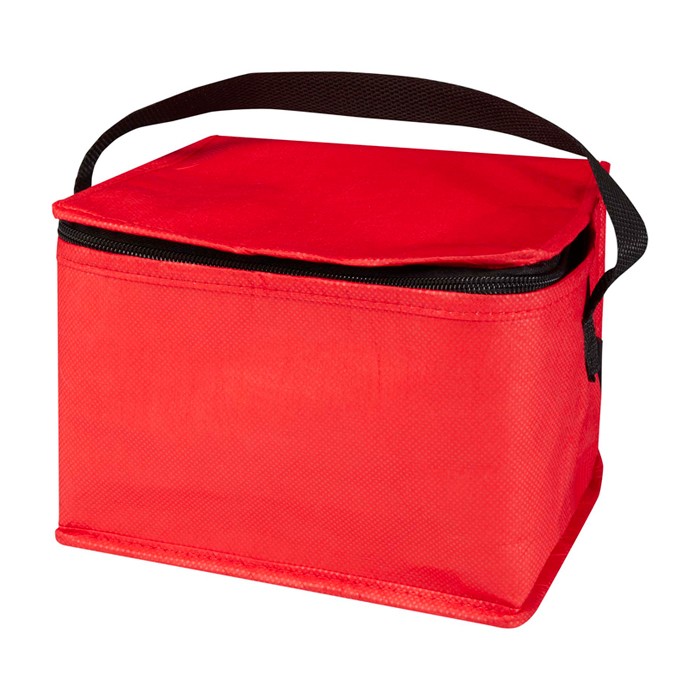 Bolsa térmica de non-woven reciclado para 6 latas y capacidad 4L color rojo segunda vista Bolsa térmica de non-woven reciclado para 6 latas y capacidad 4L color rojo segunda vista
