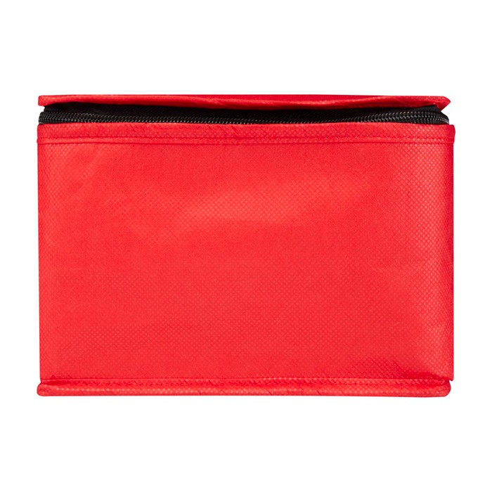 Bolsa térmica de non-woven reciclado para 6 latas y capacidad 4L color rojo segunda vista frontal Bolsa térmica de non-woven reciclado para 6 latas y capacidad 4L color rojo segunda vista frontal