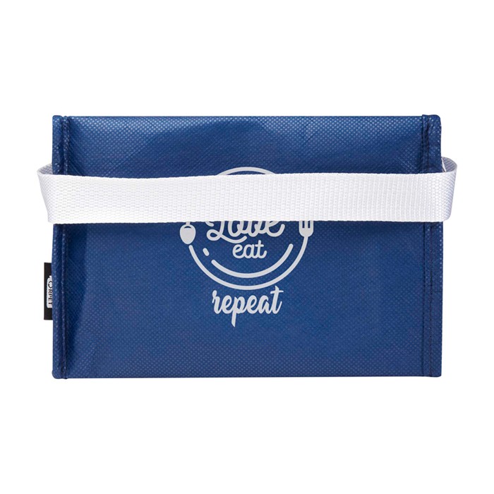 Bolsa térmica de non-woven reciclado para 6 latas y capacidad 4L color azul real vista impresión serigrafía Bolsa térmica de non-woven reciclado para 6 latas y capacidad 4L color azul real vista impresión serigrafía