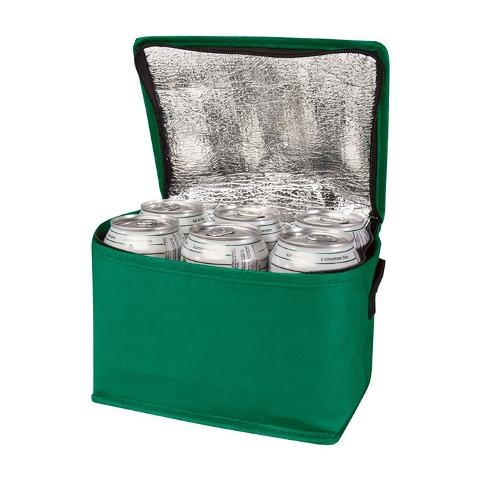 Bolsa térmica de non-woven reciclado para 6 latas y capacidad 4L color verde Bolsa térmica de non-woven reciclado para 6 latas y capacidad 4L color verde