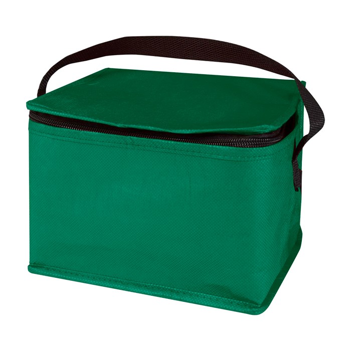 Bolsa térmica de non-woven reciclado para 6 latas y capacidad 4L color verde segunda vista Bolsa térmica de non-woven reciclado para 6 latas y capacidad 4L color verde segunda vista