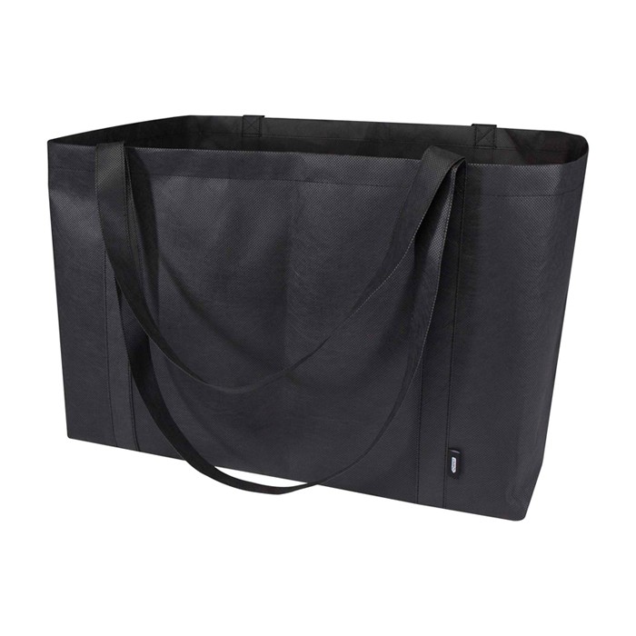 Bolsa de mano extragrande de poliéster reciclado con asas 65L color negro segunda vista Bolsa de mano extragrande de poliéster reciclado con asas 65L color negro segunda vista
