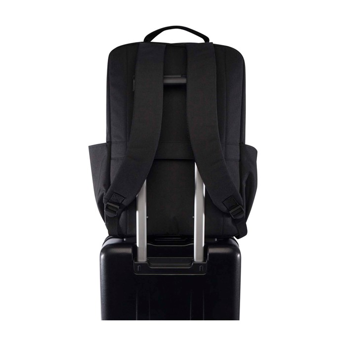 Mochila de poliéster reciclado con compartimento para PC 15” color gris oscuro tercera vista Mochila de poliéster reciclado con compartimento para PC 15” color gris oscuro tercera vista