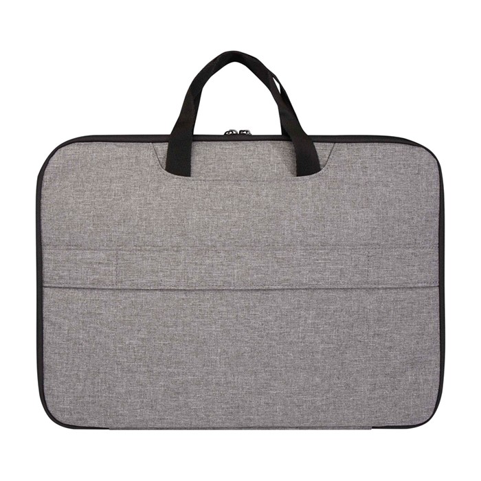Maletín para portátil de poliéster reciclado y forro de RPET 2 en 1 color gris jaspeado segunda vista trasera Maletín para portátil de poliéster reciclado y forro de RPET 2 en 1 color gris jaspeado segunda vista trasera