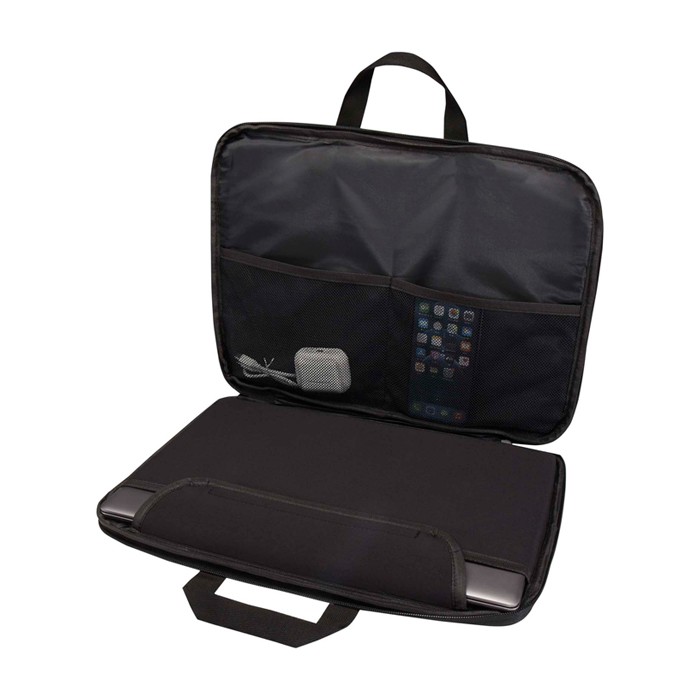 Maletín para portátil de poliéster reciclado y forro de RPET 2 en 1 color gris jaspeado segunda vista Maletín para portátil de poliéster reciclado y forro de RPET 2 en 1 color gris jaspeado segunda vista