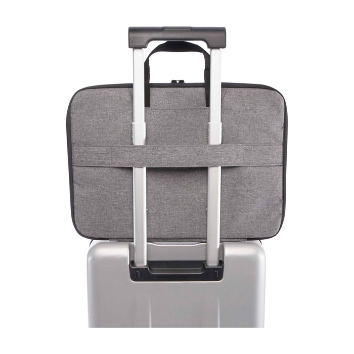 Maletín para portátil de poliéster reciclado y forro de RPET 2 en 1 color gris jaspeado tercera vista Maletín para portátil de poliéster reciclado y forro de RPET 2 en 1 color gris jaspeado tercera vista