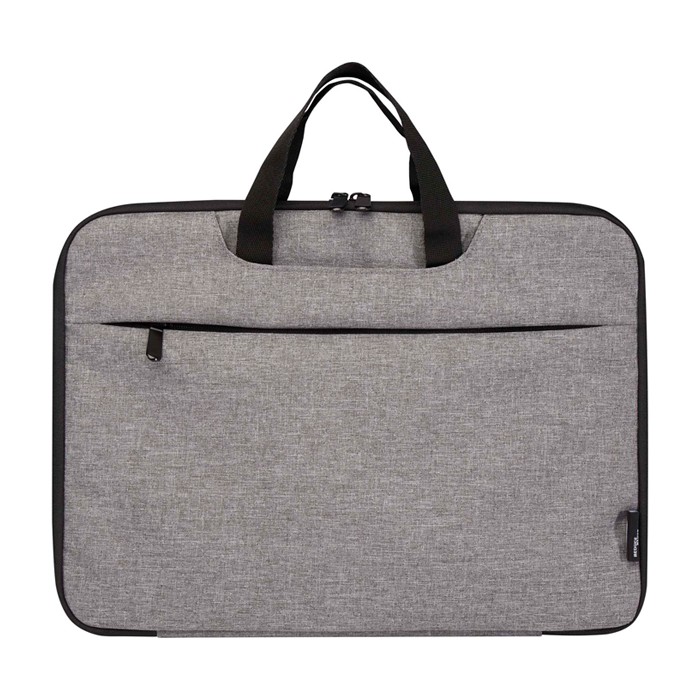 Maletín para portátil de poliéster reciclado y forro de RPET 2 en 1 color gris jaspeado segunda vista frontal Maletín para portátil de poliéster reciclado y forro de RPET 2 en 1 color gris jaspeado segunda vista frontal