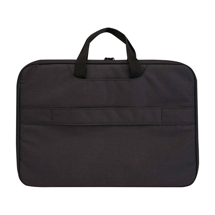 Maletín para portátil de poliéster reciclado y forro de RPET 2 en 1 color gris oscuro segunda vista trasera Maletín para portátil de poliéster reciclado y forro de RPET 2 en 1 color gris oscuro segunda vista trasera