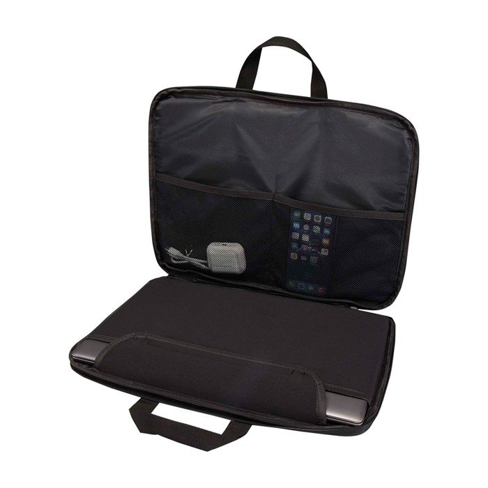 Maletín para portátil de poliéster reciclado y forro de RPET 2 en 1 color gris oscuro segunda vista Maletín para portátil de poliéster reciclado y forro de RPET 2 en 1 color gris oscuro segunda vista