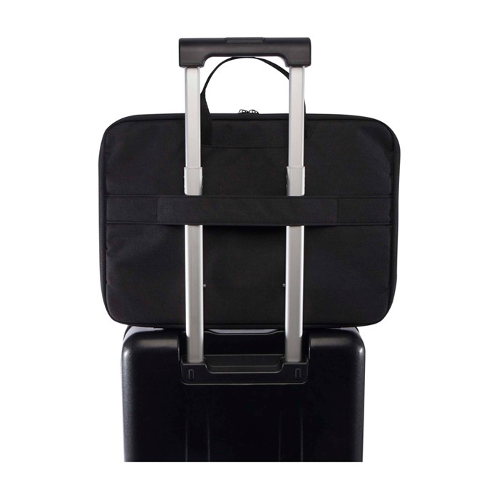 Maletín para portátil de poliéster reciclado y forro de RPET 2 en 1 color gris oscuro tercera vista Maletín para portátil de poliéster reciclado y forro de RPET 2 en 1 color gris oscuro tercera vista