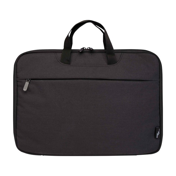 Maletín para portátil de poliéster reciclado y forro de RPET 2 en 1 color gris oscuro segunda vista frontal Maletín para portátil de poliéster reciclado y forro de RPET 2 en 1 color gris oscuro segunda vista frontal