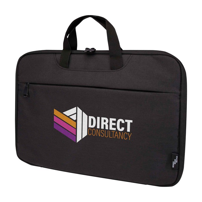 Maletín para portátil de poliéster reciclado y forro de RPET 2 en 1 color gris oscuro vista impresión transfer Maletín para portátil de poliéster reciclado y forro de RPET 2 en 1 color gris oscuro vista impresión transfer