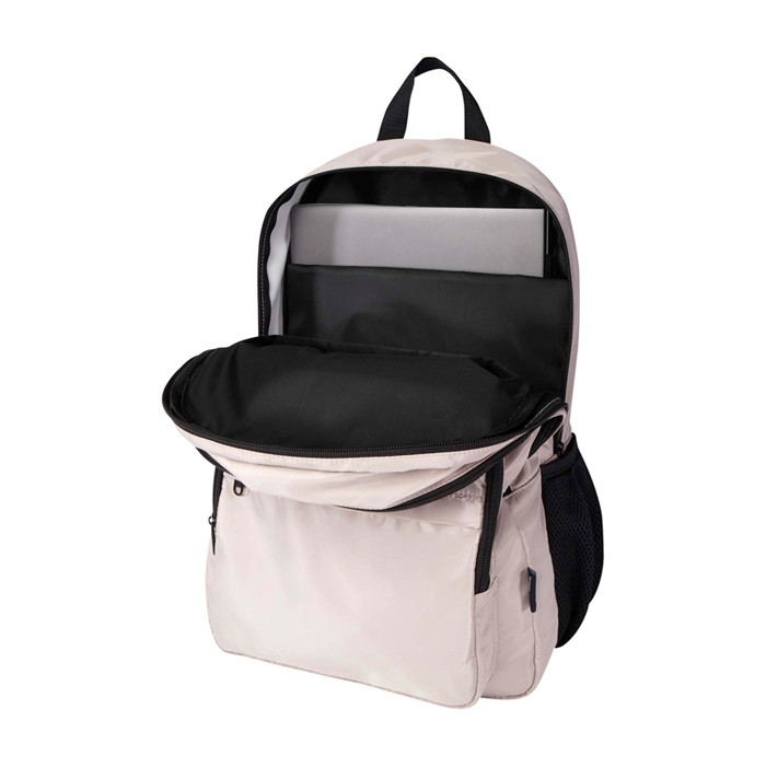 Mochila para portátil de poliéster reciclado con bolsillo PC 15” color marfil segunda vista Mochila para portátil de poliéster reciclado con bolsillo PC 15” color marfil segunda vista