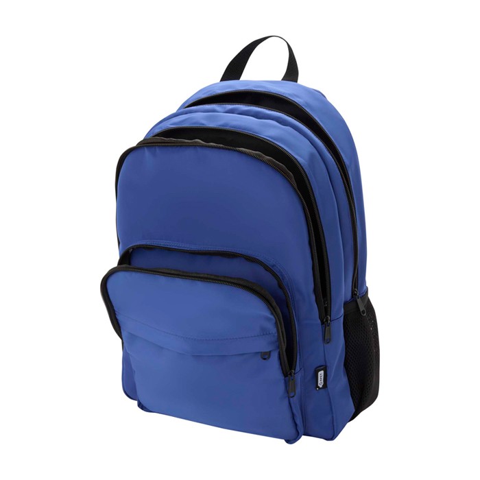 Mochila para portátil de poliéster reciclado con bolsillo PC 15” color azul real tercera vista Mochila para portátil de poliéster reciclado con bolsillo PC 15” color azul real tercera vista