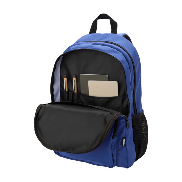 Mochila para portátil de poliéster reciclado con bolsillo PC 15” color azul real cuarta vista Mochila para portátil de poliéster reciclado con bolsillo PC 15” color azul real cuarta vista