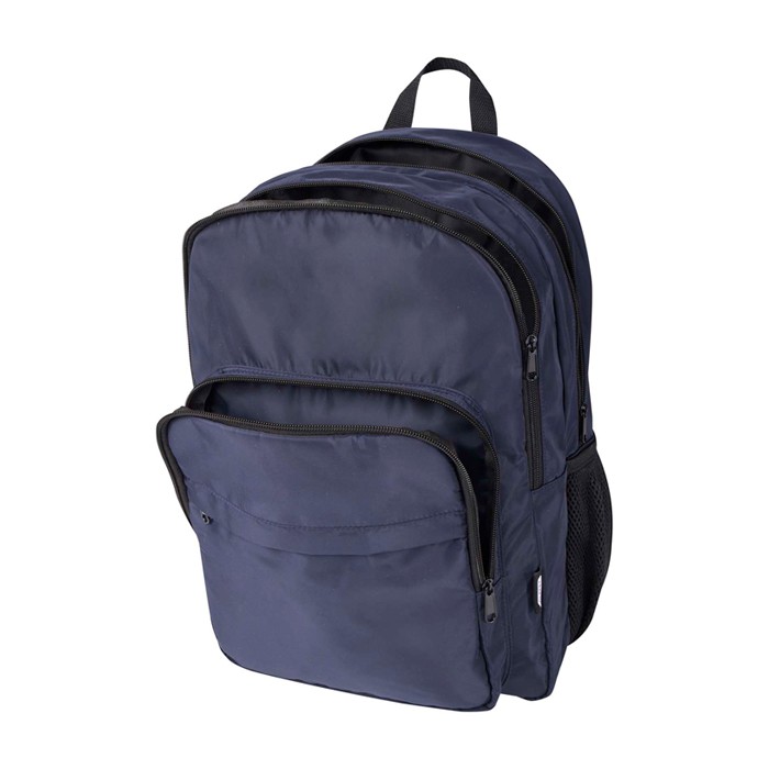 Mochila para portátil de poliéster reciclado con bolsillo PC 15” color azul marino tercera vista Mochila para portátil de poliéster reciclado con bolsillo PC 15” color azul marino tercera vista