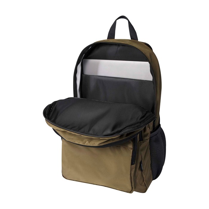 Mochila para portátil de poliéster reciclado con bolsillo PC 15” color verde oscuro segunda vista Mochila para portátil de poliéster reciclado con bolsillo PC 15” color verde oscuro segunda vista