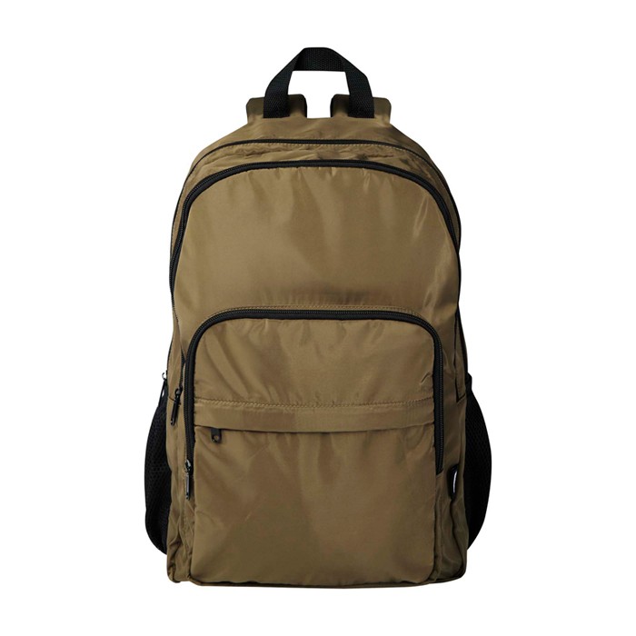 Mochila para portátil de poliéster reciclado con bolsillo PC 15” color verde oscuro segunda vista frontal Mochila para portátil de poliéster reciclado con bolsillo PC 15” color verde oscuro segunda vista frontal