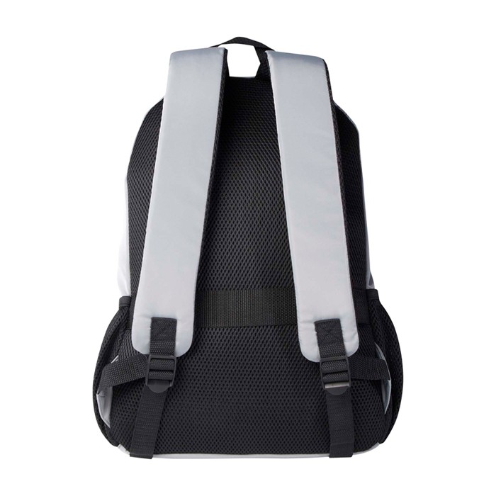 Mochila para portátil de poliéster reciclado con bolsillo PC 15” color gris segunda vista trasera Mochila para portátil de poliéster reciclado con bolsillo PC 15” color gris segunda vista trasera