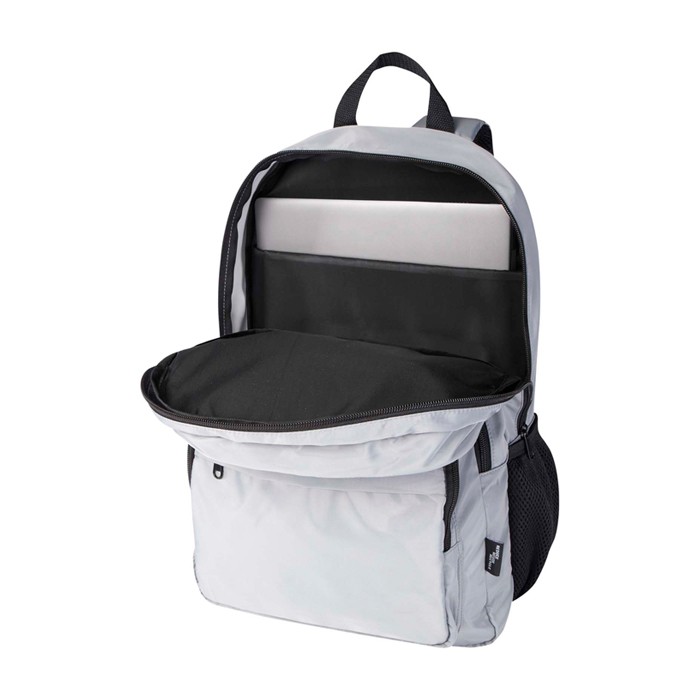 Mochila para portátil de poliéster reciclado con bolsillo PC 15” color gris segunda vista Mochila para portátil de poliéster reciclado con bolsillo PC 15” color gris segunda vista