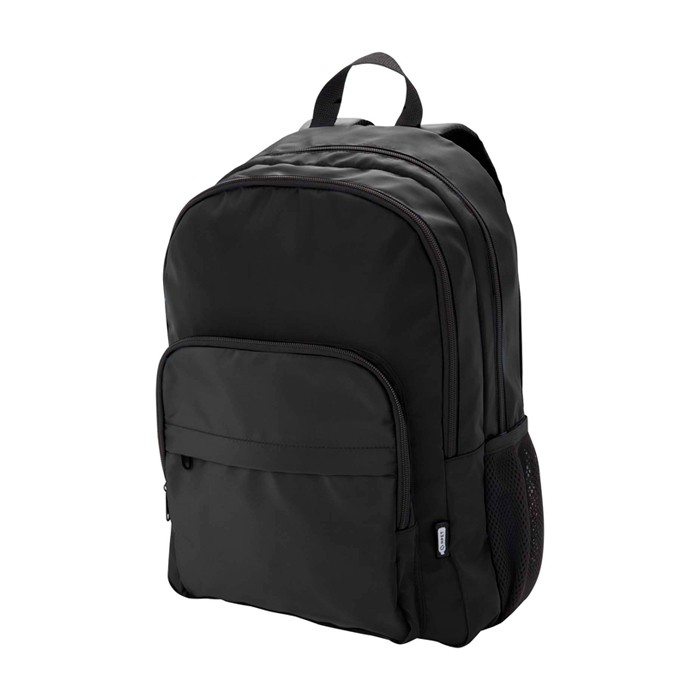 Mochila para portátil de poliéster reciclado con bolsillo PC 15” color negro Mochila para portátil de poliéster reciclado con bolsillo PC 15” color negro