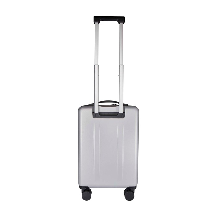 Trolley de cabina de plástico reciclado con compartimento PC 20” color plateado segunda vista trasera Trolley de cabina de plástico reciclado con compartimento PC 20” color plateado segunda vista trasera