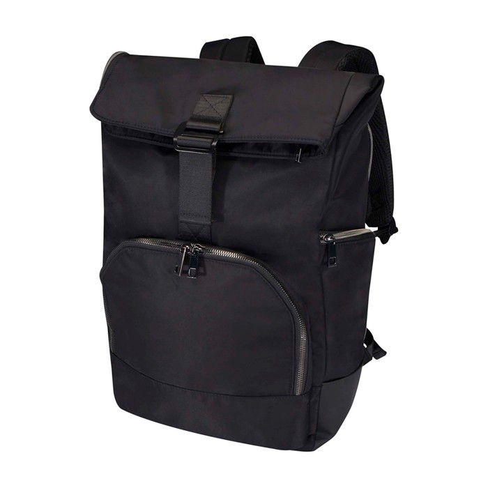 Mochila de viaje con tapa enrollable y varios bolsillos PC 15” color negro Mochila de viaje con tapa enrollable y varios bolsillos PC 15” color negro