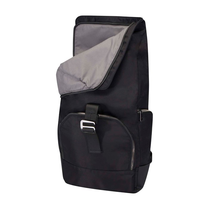 Mochila de viaje con tapa enrollable y varios bolsillos PC 15” color negro segunda vista Mochila de viaje con tapa enrollable y varios bolsillos PC 15” color negro segunda vista