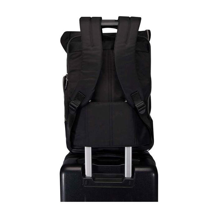 Mochila de viaje con tapa enrollable y varios bolsillos PC 15” color negro Mochila de viaje con tapa enrollable y varios bolsillos PC 15” color negro