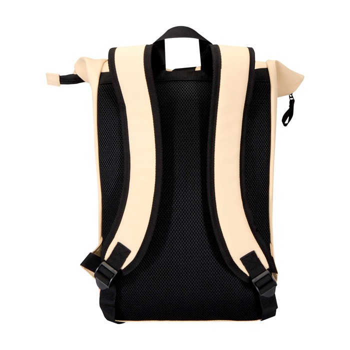 Mochila enrollable de piel sintética impermeable para PC 15” color marfil segunda vista trasera Mochila enrollable de piel sintética impermeable para PC 15” color marfil segunda vista trasera