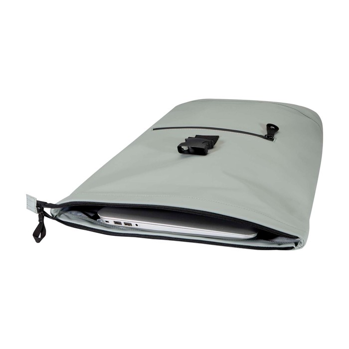 Mochila enrollable de piel sintética impermeable para PC 15” color gris segunda vista Mochila enrollable de piel sintética impermeable para PC 15” color gris segunda vista