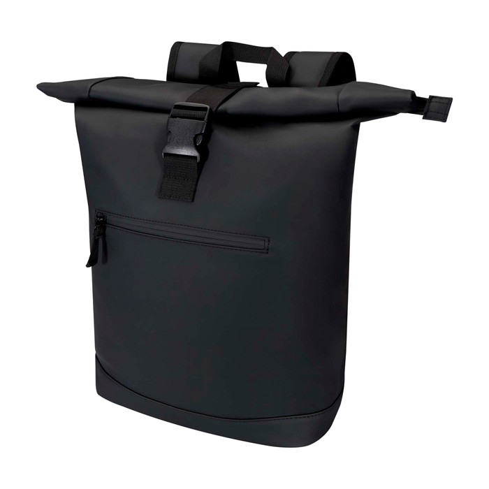 Mochila enrollable de piel sintética impermeable para PC 15” color negro Mochila enrollable de piel sintética impermeable para PC 15” color negro