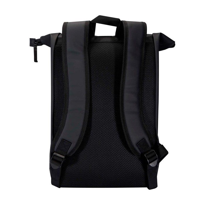 Mochila enrollable de piel sintética impermeable para PC 15” color negro segunda vista trasera Mochila enrollable de piel sintética impermeable para PC 15” color negro segunda vista trasera