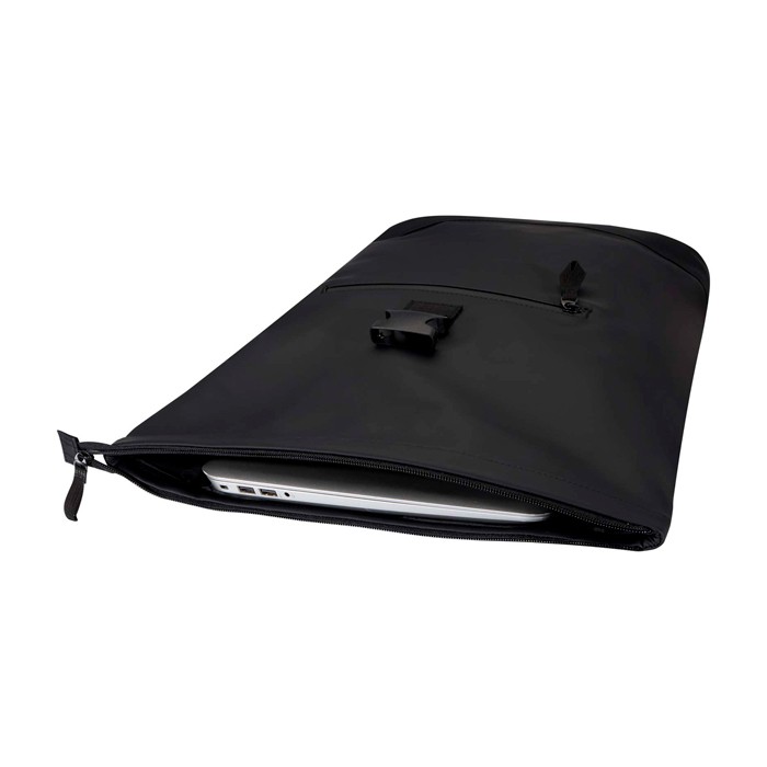 Mochila enrollable de piel sintética impermeable para PC 15” color negro segunda vista Mochila enrollable de piel sintética impermeable para PC 15” color negro segunda vista