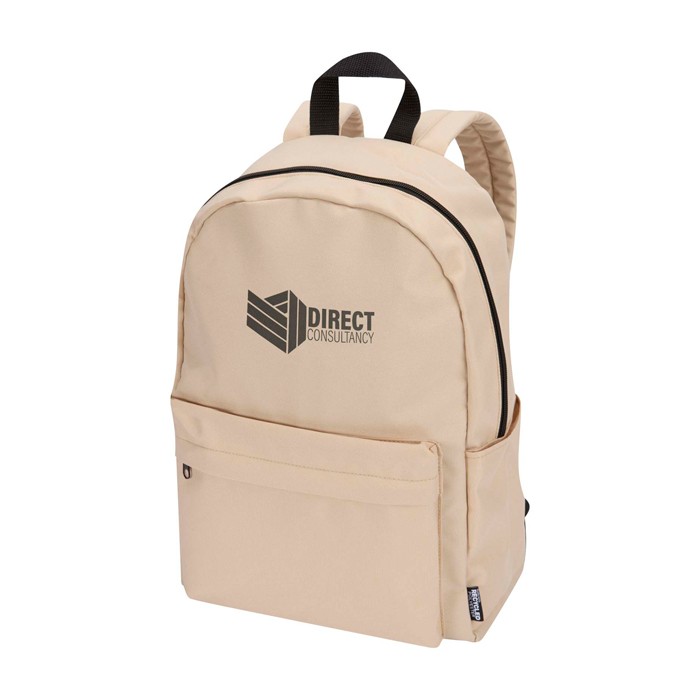 Mochila urban ecológica y repelente al agua 16L para PC 14” color marfil vista impresión transfer