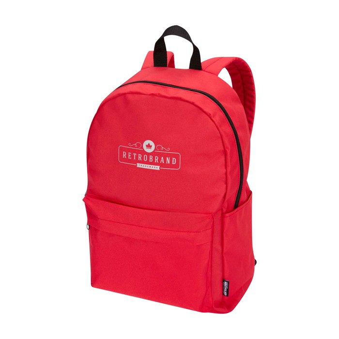 Mochila urban ecológica y repelente al agua 16L para PC 14” color rojo vista impresión transfer